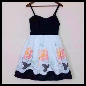 Trixxi Multicolor Floral Adjustable Spaghetti Strap Puffy Skirt Mini Dress